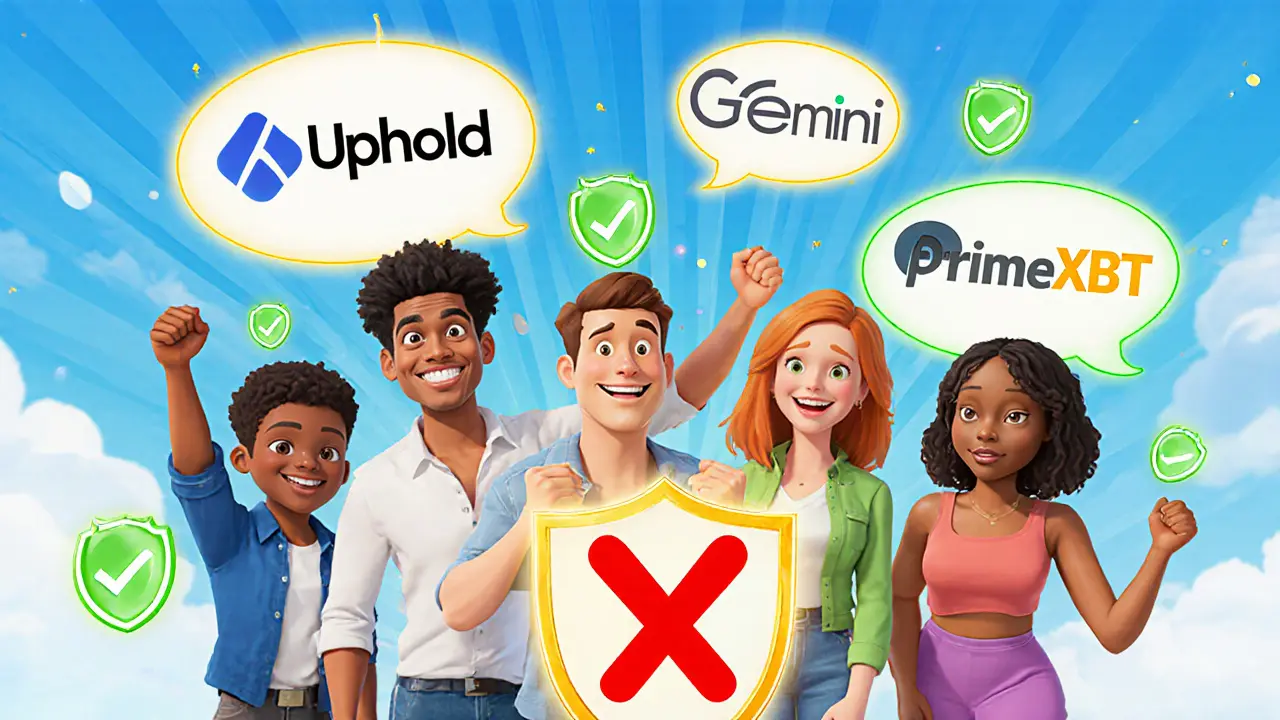 Happy users celebrate regulated exchanges while SOLIDINSTAPAY logo is crossed out.