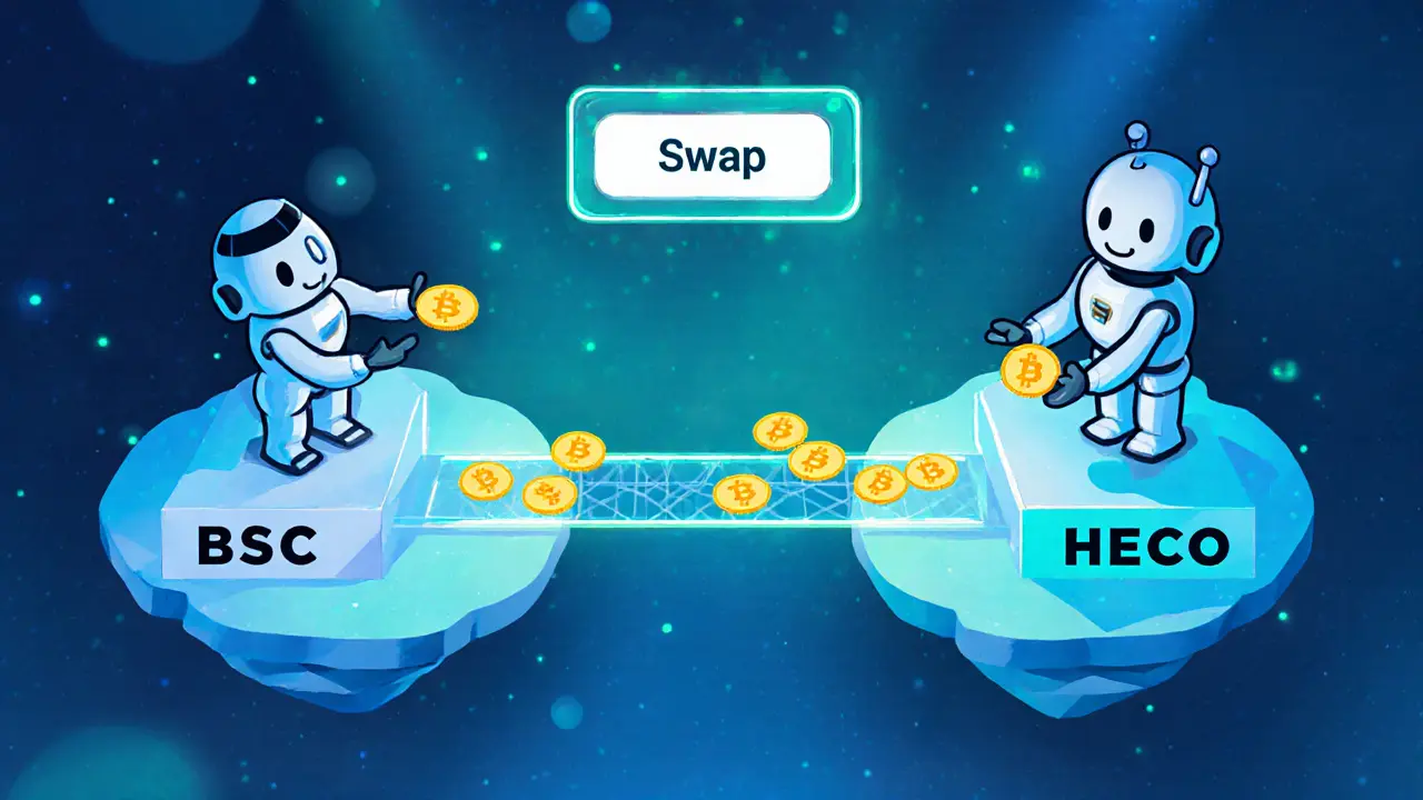 Tokens swapping between Binance Smart Chain and Huobi Eco Chain on MetaTdex.
