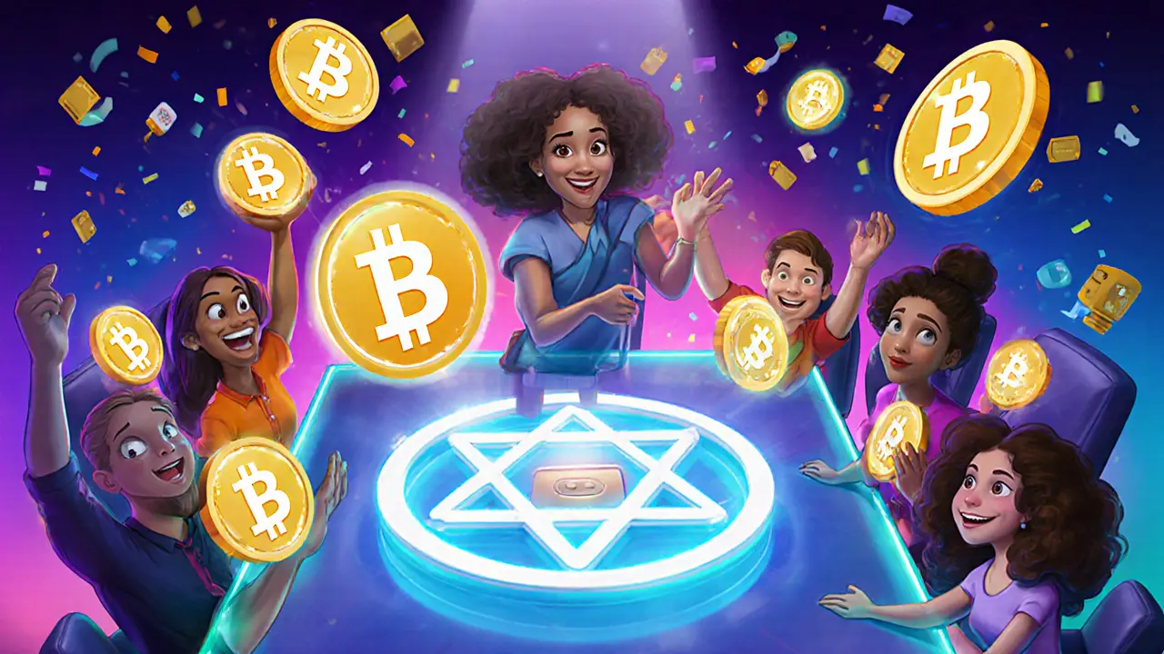 Diverse characters voting at a glowing DAO table with LISTA tokens glowing brighter as they lock them longer.