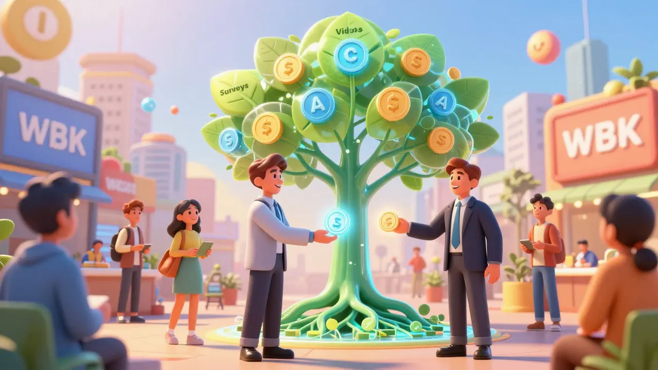 Advertisers giving ASK tokens to users in a digital marketplace powered by consent-based data sharing.