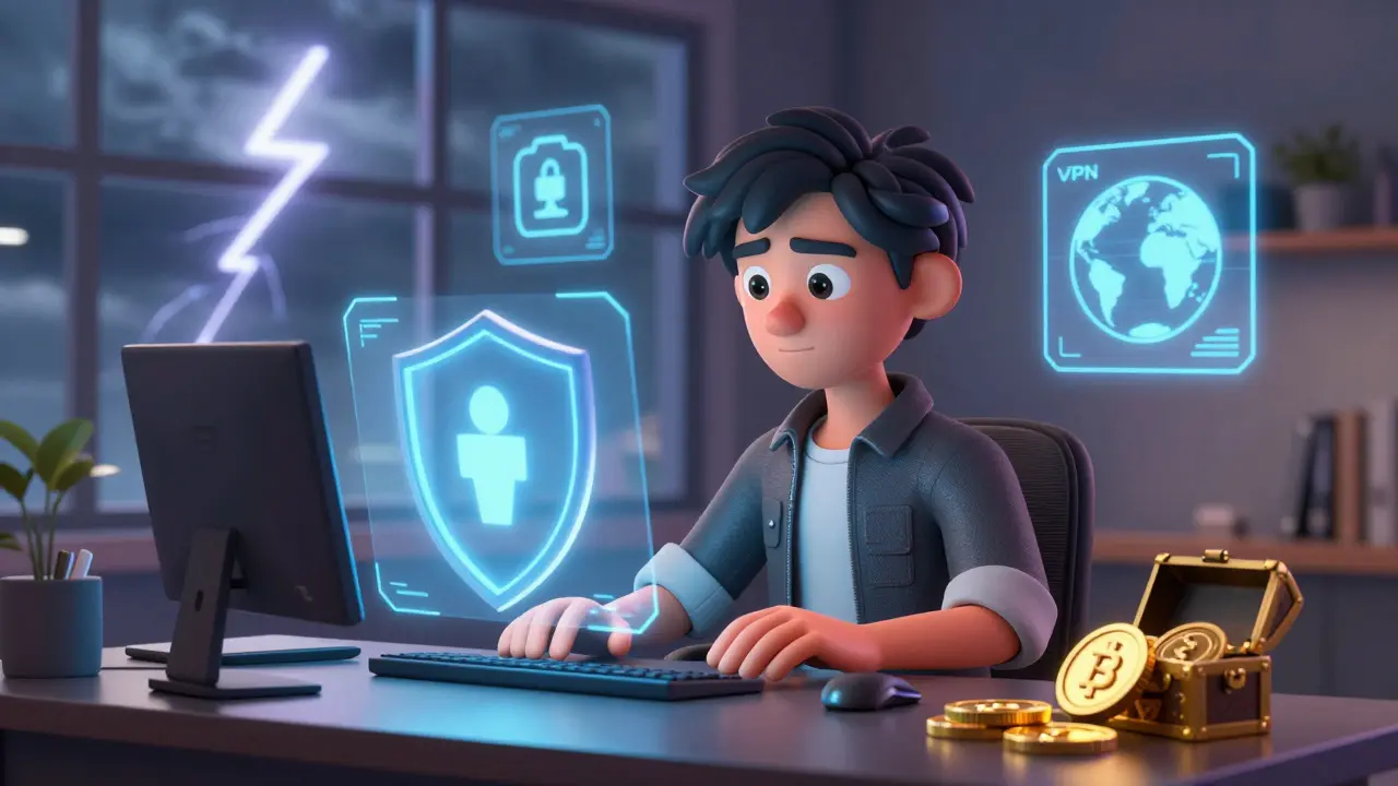 Person managing crypto assets against inflation in Pixar style