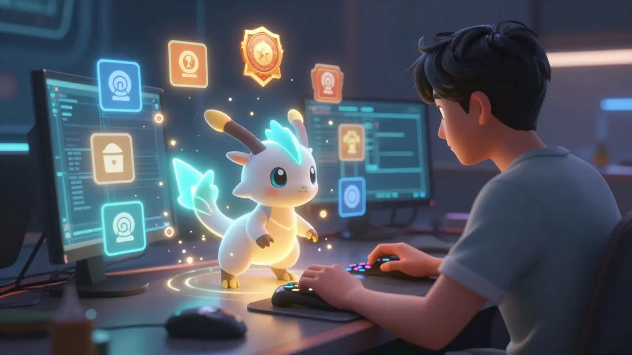 Training a glowing PlayerMon creature for rewards
