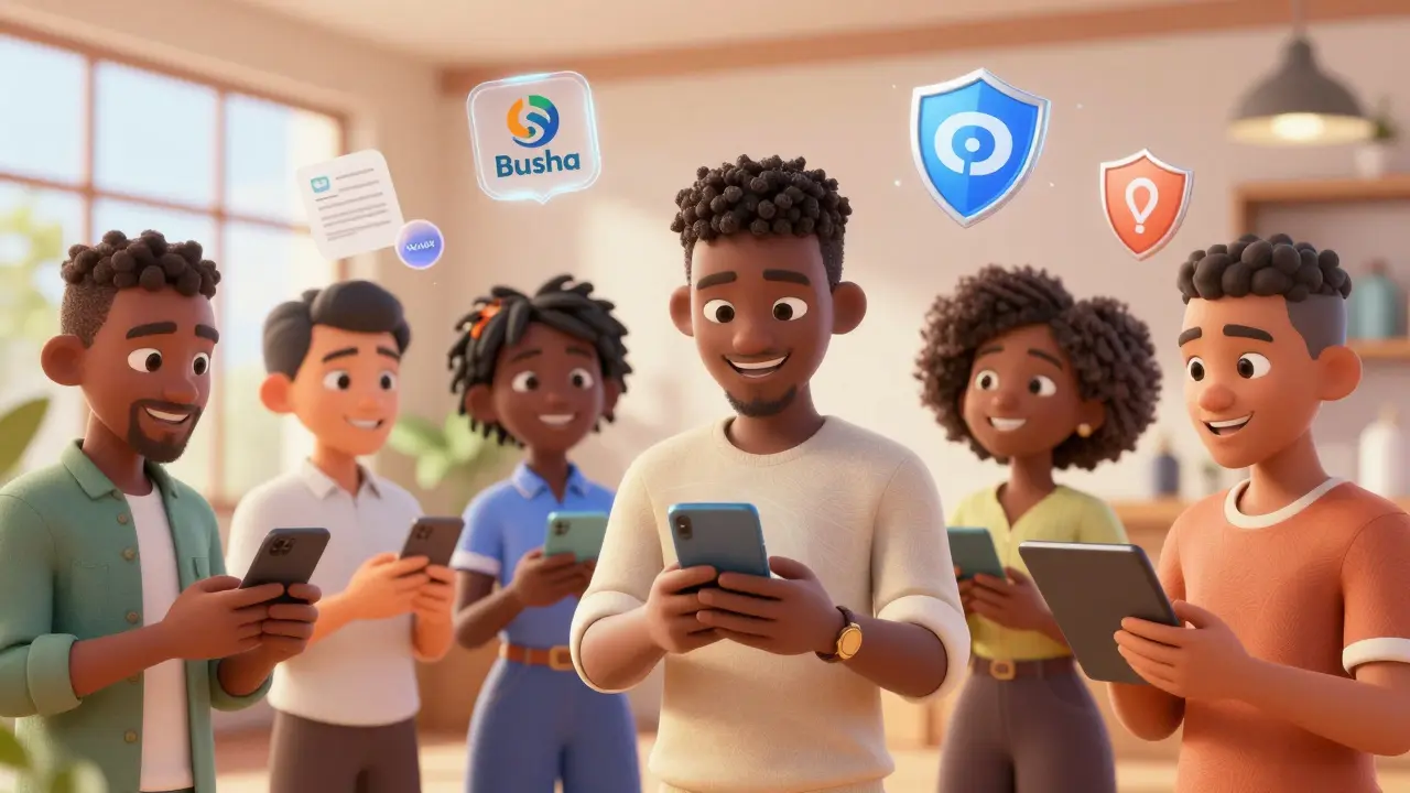 Happy Nigerians using licensed crypto apps for safe financial transactions