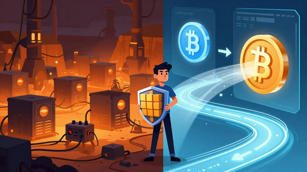 User navigating risks between mining farms and decentralized networks