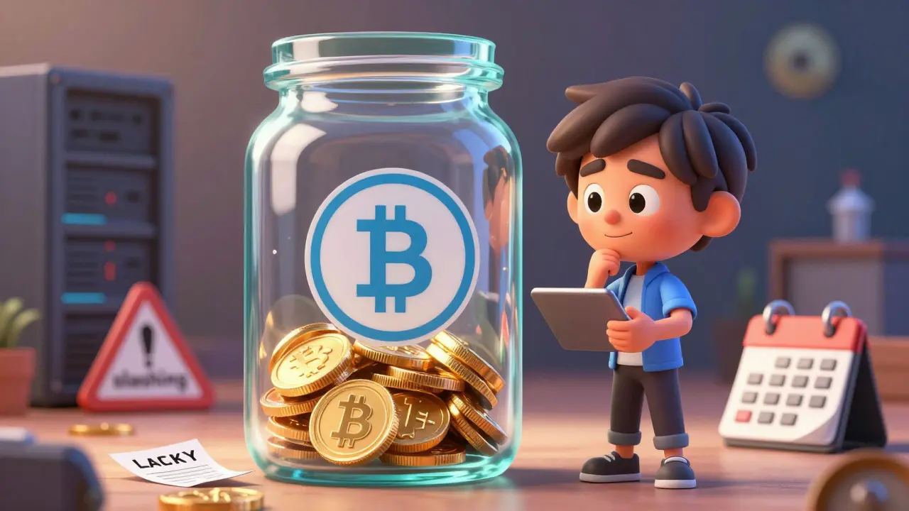 User managing staking rewards amidst taxes and slashing risks