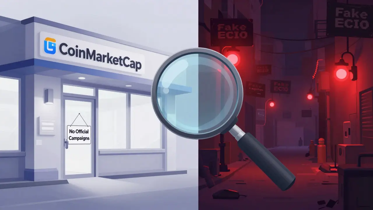 Contrast between legitimate CoinMarketCap platform and fake scam websites