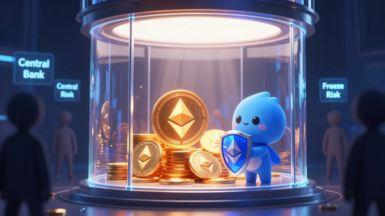Transparent vault with ETH collateral protecting RAI from central risks