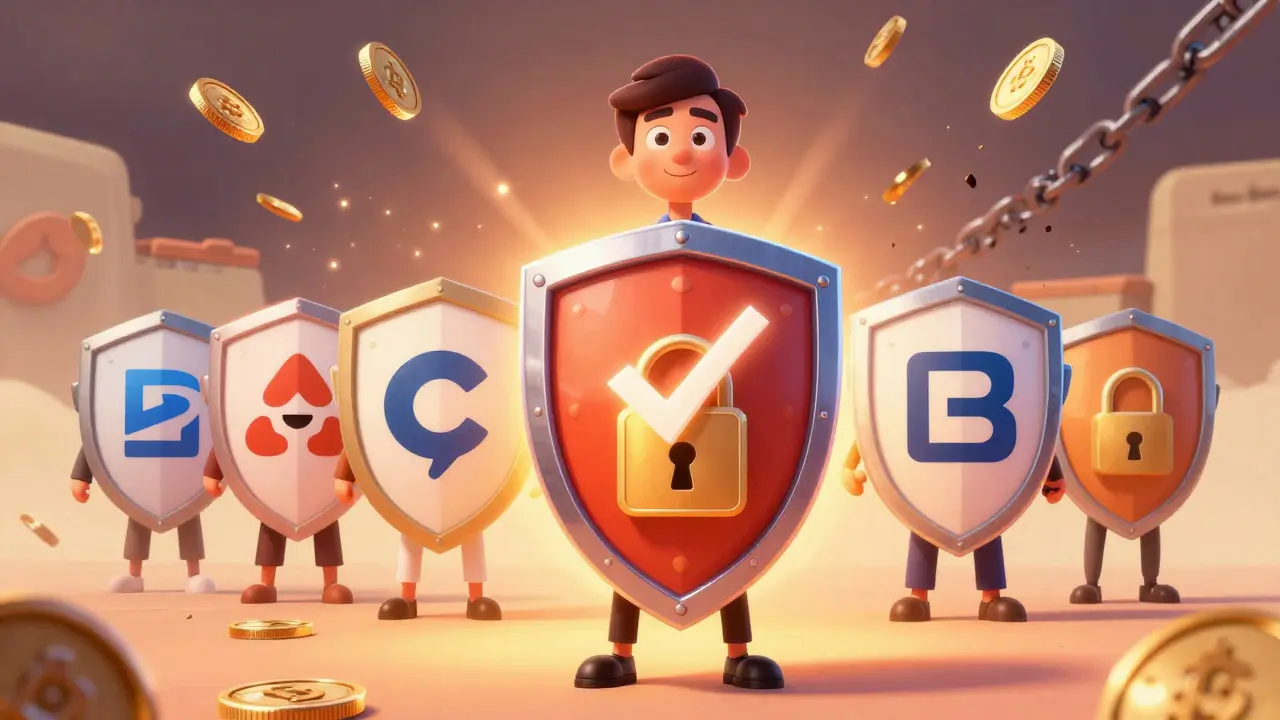 User protected by shield against collapsing scam