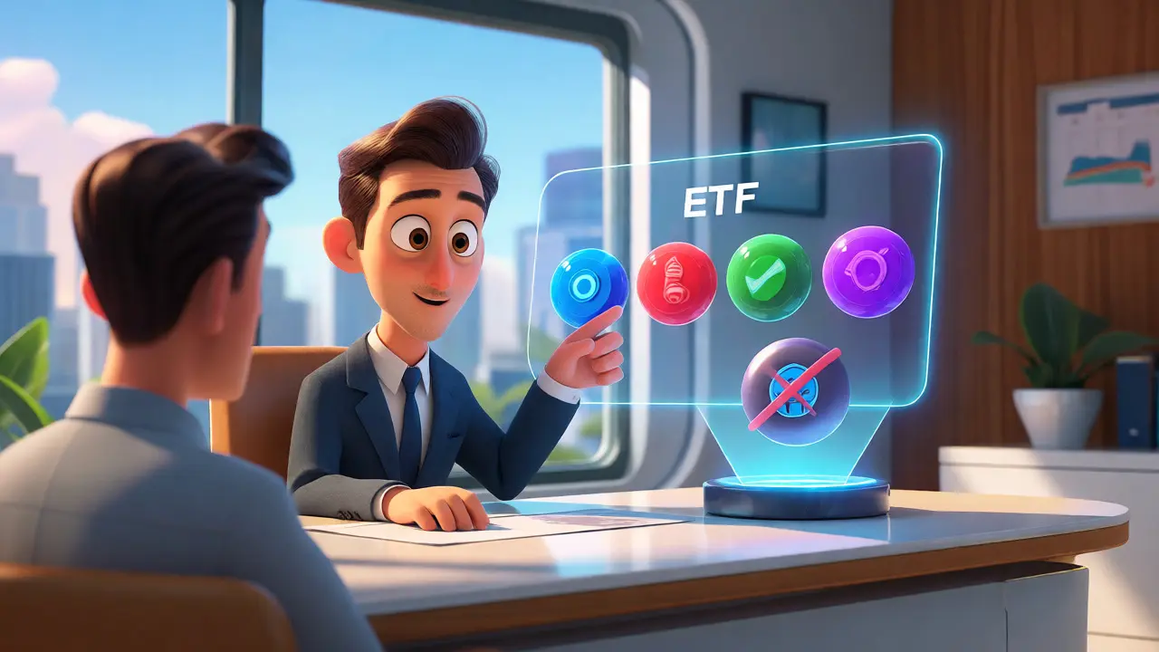 Advisor showing limited ETF options via holographic projection